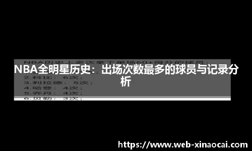 NBA全明星历史：出场次数最多的球员与记录分析